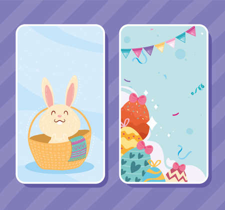 happy easter celebration cards iconsのイラスト素材