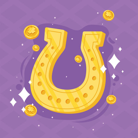 saint patricks horseshoe and coinsのイラスト素材