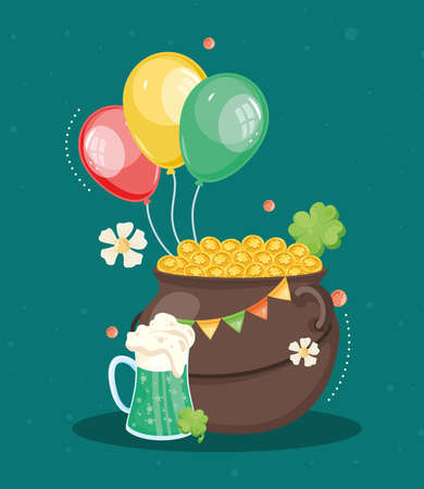 saint patrick cauldron with balloons heliumのイラスト素材