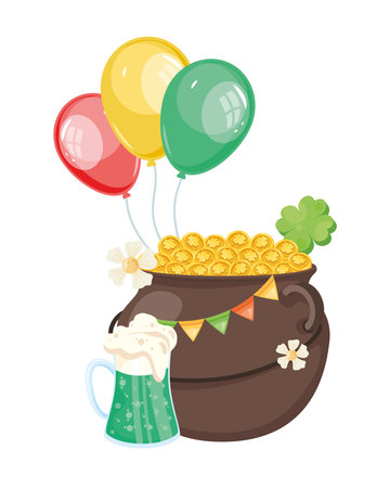st patrick cauldron with balloons iconのイラスト素材