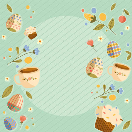 happy easter season card with eggsのイラスト素材