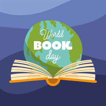 book day lettering card with planetのイラスト素材