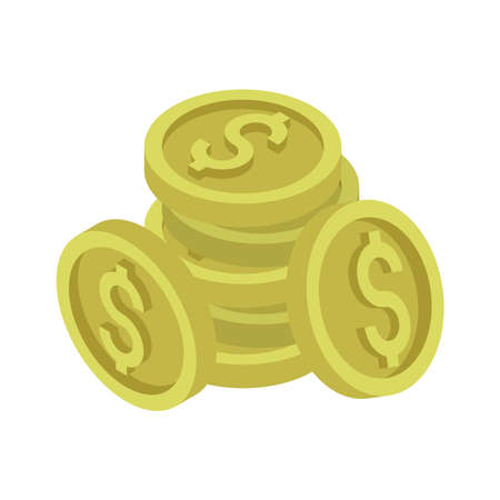 pile coins money isometric styleのイラスト素材