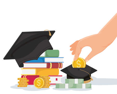 books with money loans for scholarshipsのイラスト素材