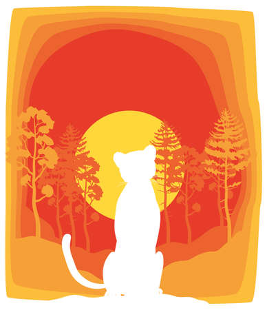tiger orange paper cut posterのイラスト素材