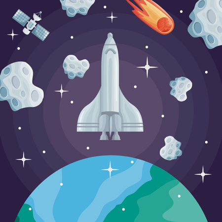 rocket in space outer scene