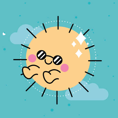 cute sun kawaii comic characterのイラスト素材