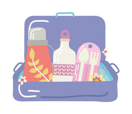 reusable elements in suitcase iconsのイラスト素材