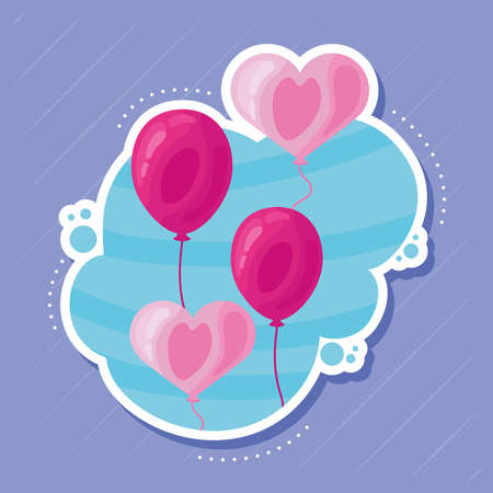 pink balloons helium floating iconのイラスト素材