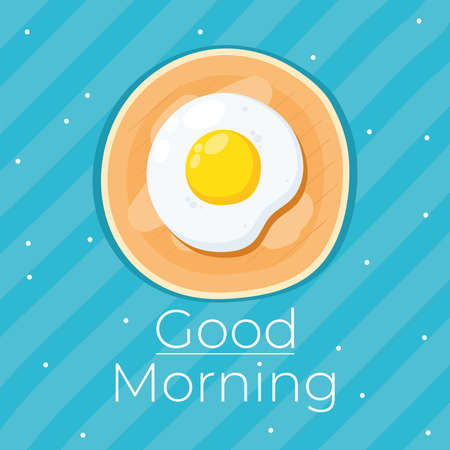 good morning lettering and egg friedのイラスト素材