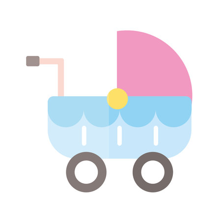 cute baby cart transport icon