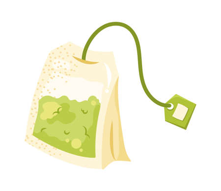 matcha tea bag product iconのイラスト素材