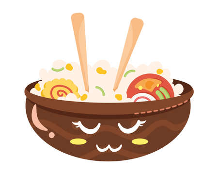sukiyaki japanese kawaii food iconのイラスト素材