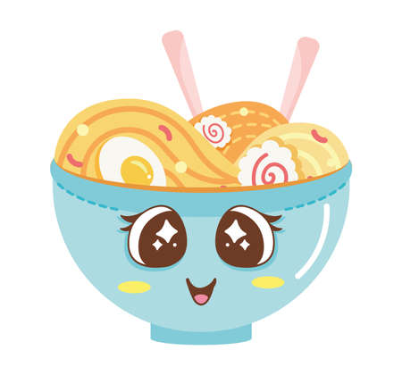 yakisoba japanese kawaii food iconのイラスト素材