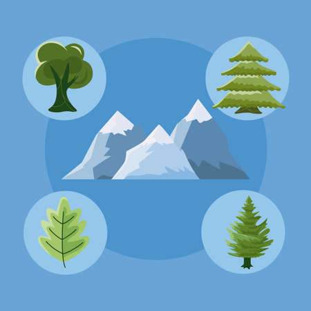 five landscape nature set iconsのイラスト素材