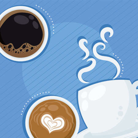 three coffee morning cups posterのイラスト素材