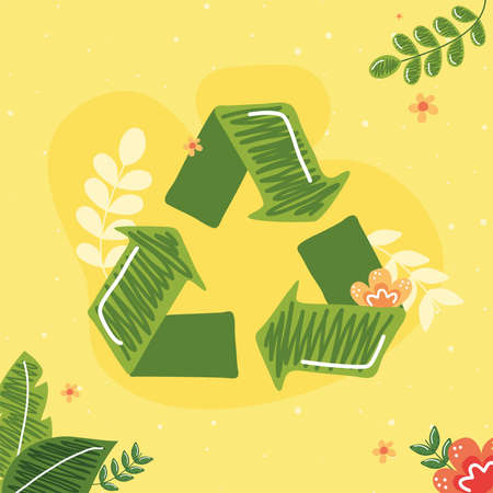 recycle arrows symbol with flowersのイラスト素材