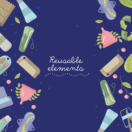 reusable elements in frame posterのイラスト素材