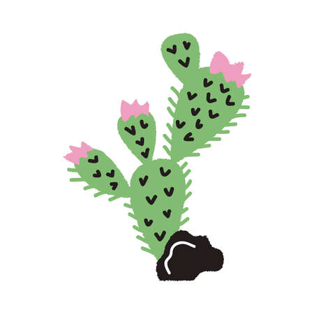 cactu plant doodle style itemのイラスト素材