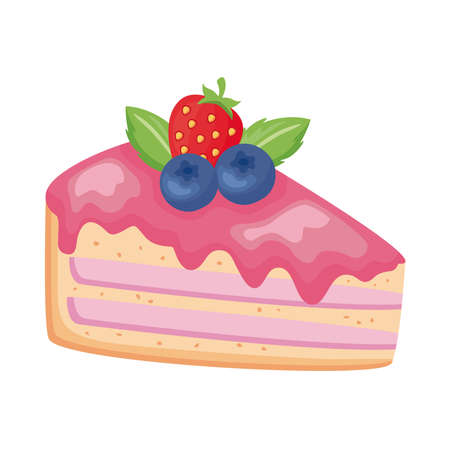 cake portion with strawberry dessertのイラスト素材