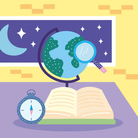 geography school subject set iconsのイラスト素材