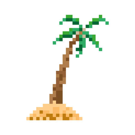 palm tree pixelated style iconのイラスト素材
