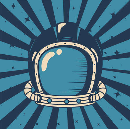 astronaut helmet in sunburstのイラスト素材