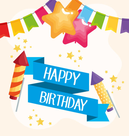 happy birthday lettering frameのイラスト素材