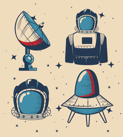 four space outer iconsのイラスト素材