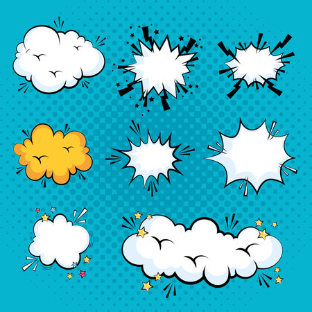 eight expression pop art iconsのイラスト素材