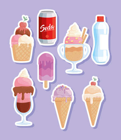 eight cool food iconsのイラスト素材