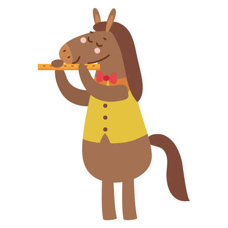 horse playing fluteのイラスト素材