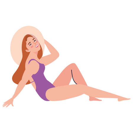 woman with purple swimsuitのイラスト素材