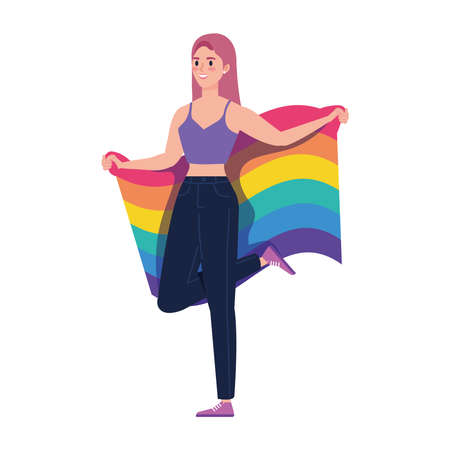 young woman with lgbt flagのイラスト素材