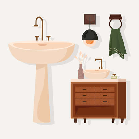 icons bathroom interiorのイラスト素材