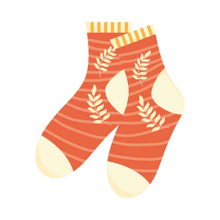 orange embroidered socksのイラスト素材