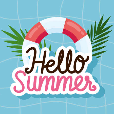 hello summer season letteringのイラスト素材
