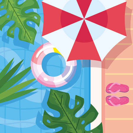 pool with float and umbrellaのイラスト素材