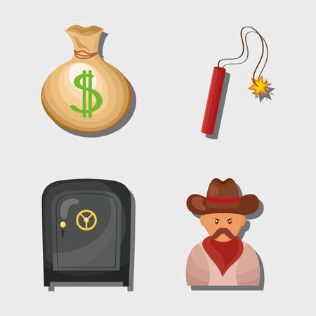 four wild west iconsのイラスト素材