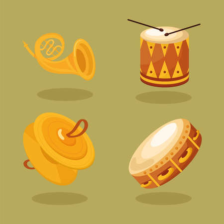 four musical instruments iconsのイラスト素材