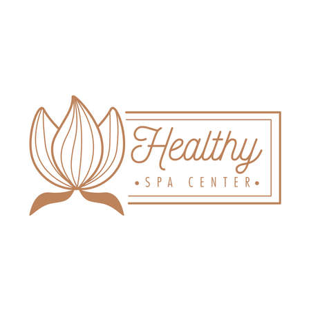 healthy spa center emblem with flowerのイラスト素材