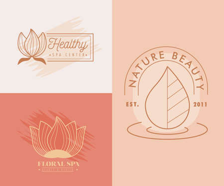 spa service set three brandsのイラスト素材