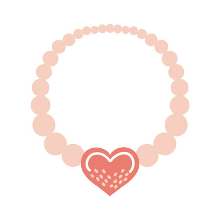 pink necklace with heart iconのイラスト素材