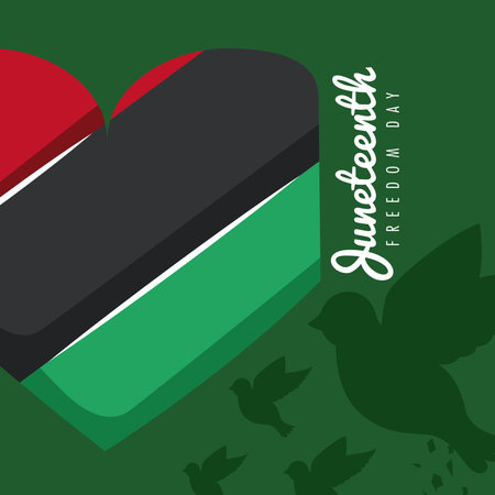 juneteenth freedom day postcard with heartのイラスト素材