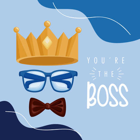 happy fathers day card with crownのイラスト素材