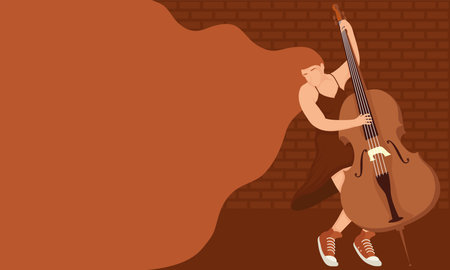 girl playing cello music posterのイラスト素材