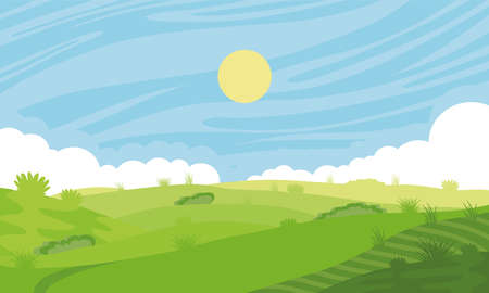 landscape field and sky sceneのイラスト素材