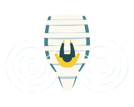 person rowing a boat air viewのイラスト素材