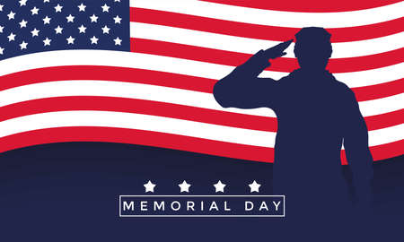 memorial day postcard with soldierのイラスト素材