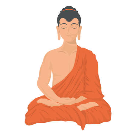 Thailand Buddha in lotus position characterのイラスト素材
